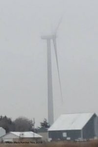 Wind turbine lost in fog somewhere in eastern Colorado on I-70